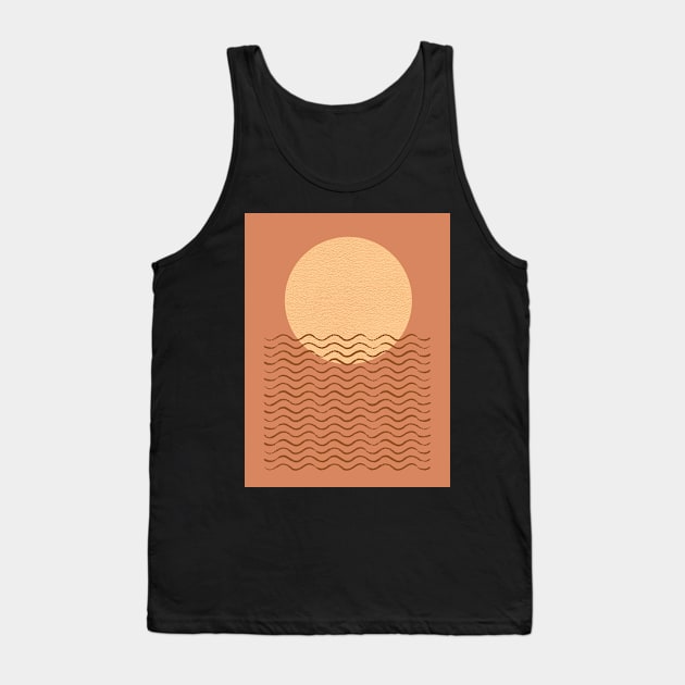 Ocean Wave Sun - Orange - Mid century modern Tank Top by moonlightprint